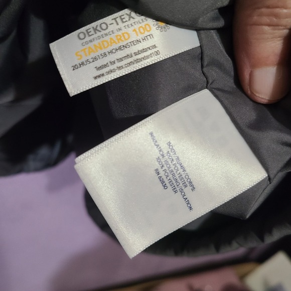 Lands End Quilted Full Zip Puffer Jacket Aspen Management Logo Gray Women 2X - Picture 8 of 8